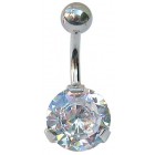 Belly Bar with Round Clear Jewel