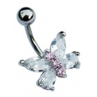 Butterfly Belly Bar - Clear and Pink